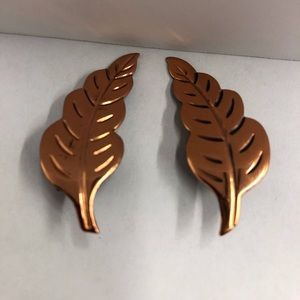 Vintage copper clip earrings leaf design